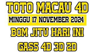 PREDIKSI TOTO MACAU HARI INI MINGGU 17 NOVEMBER 2024  BOCORAN TOTO MACAU 4D  RUMUS JITU TOTOMACAU [upl. by Russi]