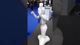 SoftBank Pepper infomercial humanoid dancing at trade show 2018 [upl. by Suoicerp]