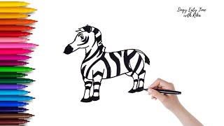 ZEBRA DRAWING 🦓  EASY  SIMPLE  CUTE [upl. by Zack]