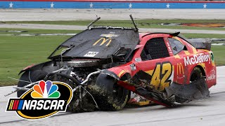 Bubba Wallace Matt Kenseth wreck as racing resumes in Texas  Motorsports on NBC [upl. by Kneeland24]