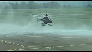 MUST SEE IMPRESSIVE Helicopter Bell 407 downwash Grenchen Airport LSZG [upl. by Bronwen]