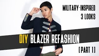 DIY School Blazer refashioned into Military Inspired Jacket Part 1 [upl. by Seiber740]