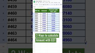 🔥3 unique ways to calculate GST amt excelformula excel tricks exceltricks exceltips learning [upl. by Irroc126]