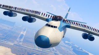 CAN 100 PEOPLE STAND ON THE PLANE IN GTA 5 [upl. by Arbmik]