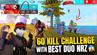 60 kill challenge with my best duo NRZ😱Unstoppable Duo Domination 🔥💀  Intense Gameplay  freefire😱 [upl. by Sredna]