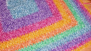 EASIEST Crochet Blanket  Moss Stitch SquareIn The Round Just 2 Stitches and ONE round repeat [upl. by Scuram]