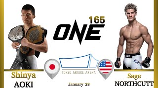 Shinya AOKI vs Sage NORTHCUTT Full FIGHT ONE 165 [upl. by Sedruol]