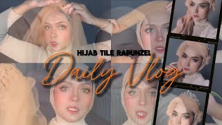 tutorial hijab rapunzel pakai kain tile [upl. by Aihsaei271]