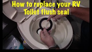 How to replace your RV Toilet Flush Seal Travel Trailer Toilet bowl Ball gasket Replacement rv [upl. by Benita]