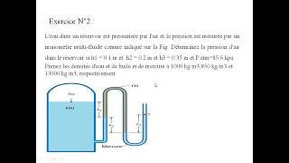 Exercice N°2 statique des fluidesMesurer la pression avec un manomètre multifluidedarija [upl. by Eelan]