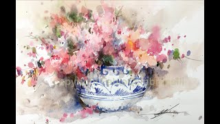 WatercolorAquarela  Demo  Porcelain Vase [upl. by Rocher195]