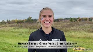 Interview Hannah Becker from the Grand Valley State U 2021 GLIAC Cross Country Championship [upl. by Inirt185]