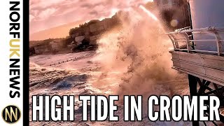 High Tide in North Norfolk spectacular waves crashing into Cromer pier [upl. by Seyler]