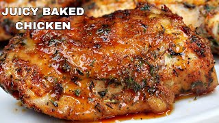 Youll Never Bake Chicken Thighs Any Other Way  Juicy OVEN Baked Chicken [upl. by Paff86]