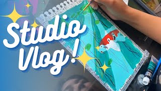 Painting with Gouache ♥ STUDIO VLOG ♥ [upl. by Connolly]