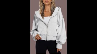 Trendy Queen Hoodies for Women Full Zip Up Cropped Sweatshirts Jackets Casual Comfy Gym Tops Fall Ou [upl. by Yeznil852]