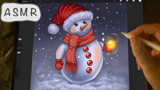 📱iPad ASMR 😴 Painting a snowman⛄️  Clicky Whispers  iPad Writing sounds [upl. by Thomas333]