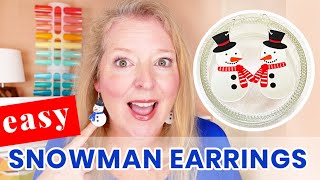 How to Make Snowman Earrings with a Cricut  Easy Christmas Faux Leather Earrings [upl. by Ativoj]