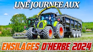 UNE JOURNÉE À LENSILAGE DHERBE 2024  🤩 Claas Axion 850 et Ensileuse John Deere 7380 [upl. by Undry154]