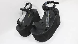 Sorbern Black Fabric Slingback Sandals Flatform Wedges Summer Shoes Unisex Style [upl. by Ainezey]