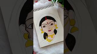 Bengali Bride Look PaintingPart1 shorts youtubeshorts bengaliart art [upl. by Maharg717]