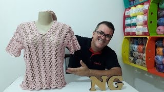 Blusa de Crochê DONATELA Por Neddy GHusmam [upl. by Arakihc]