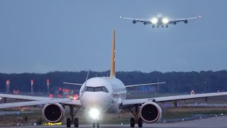 Sunset Plane Spotting Frankfurt Airport Spotterpoint Startbahn West [upl. by Odrautse]