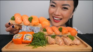 SALMON SUSHI FEST ASMR EATING SOUNDS NO TALKING  SASASMR [upl. by Aneeuq]