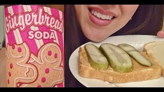 SassEsnacks ASMR  Eating Sounds  Peanut Butter amp Pickle Sandwich  Gingerbread Soda [upl. by Ilyk]