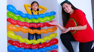 Balloon House Obstacle Challenges with Andrea Charlotte and Kaden [upl. by Martynne857]