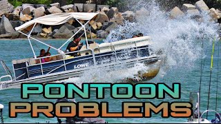 Pontoon PROBLEMS On ROUGH Waters  Fort Pierce Inlet Jetty [upl. by Yeslah70]