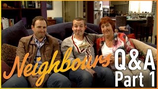 Neighbours QampA  Anthony Engleman Stonie Ryan Moloney Toadie amp Lesley Baker Angie  Part 1 [upl. by Elleval]