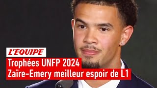 Trophées UNFP 2024  Warren ZaïreEmery PSG élu meilleur espoir de L1 [upl. by Ettenyar]