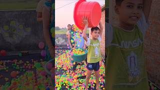 Pouring multi color 25000 ball pouring challenge game shorts challenge funnygame [upl. by Zinah]