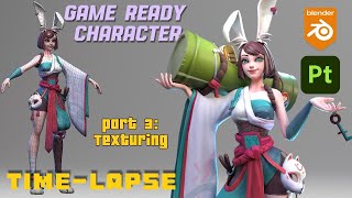 Blender game ready Character Stylized  Substance painter  Timelapse  PART 3 TEXTURING [upl. by Anehsak]