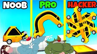 OGGY AND JACK AND BOB NOOD VS HACKER Vs PRO l WORM CAR GAME [upl. by Annailuj]