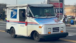 USPS Mail Truck 8217514 at the MasticShirley Christmas Parade [upl. by Floridia]