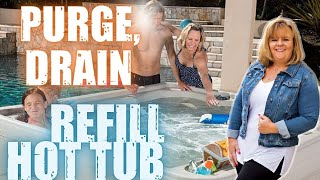 How To Purge Drain Clean and Refill a Salt Water Hot Tub Step by Step [upl. by Annaliese]