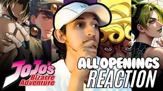 JOJOS VIRGIN Reacts to ALL JoJos Bizarre Adventure Openings and Variants for the FIRST TIME [upl. by Imerej639]