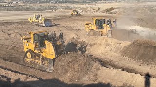 Four Caterpillar D9T amp Komatsu D275AX Bulldozers Team Levelling Huge Mining Site [upl. by Imuy]