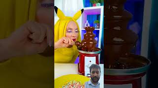 pikachu eating chocolate syrup with eyeballs and candy  short pikachu video chocolate syrup short [upl. by Gratia]