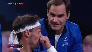 quotNo more negativequot Federer and Nadal coaching Fognini [upl. by Joannes328]