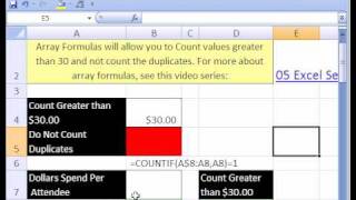 YTLE56 Excel Count Unique Values Greater Than 30 [upl. by Chee637]