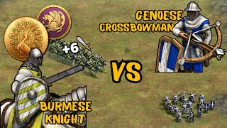 Burmese Knight with Persian Ally vs Genoese Crossbowman  AoE II DE [upl. by Kathye]