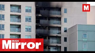 Blanchardstown fire began on balcony with as many as 35 apartments affected [upl. by Ahsehyt]