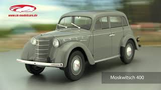 ckmodelcarsvideo Moskwitsch 400 Baujahr 1946 grau KKScale [upl. by Yramliw]