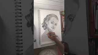 Bette Davis face drawing derwent academy sketching pencil 12 box  a3 brustro sketch book [upl. by Nolra]