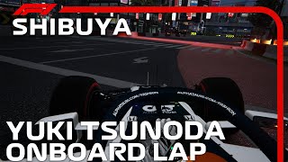 F1 2021 Shibuya Street Circuit  Yuki Tsunoda Onboard  Assetto Corsa [upl. by Nickola]