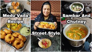 Medu Vada Recipe With Sambar And Chutney  How To Make Crispy Medu Vada  Vada Sambar Recipe [upl. by Narok769]