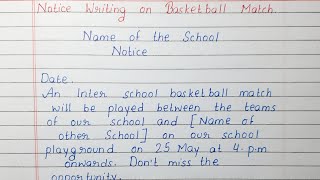 Write a Notice on Inter School Basketball Match [upl. by Edya]